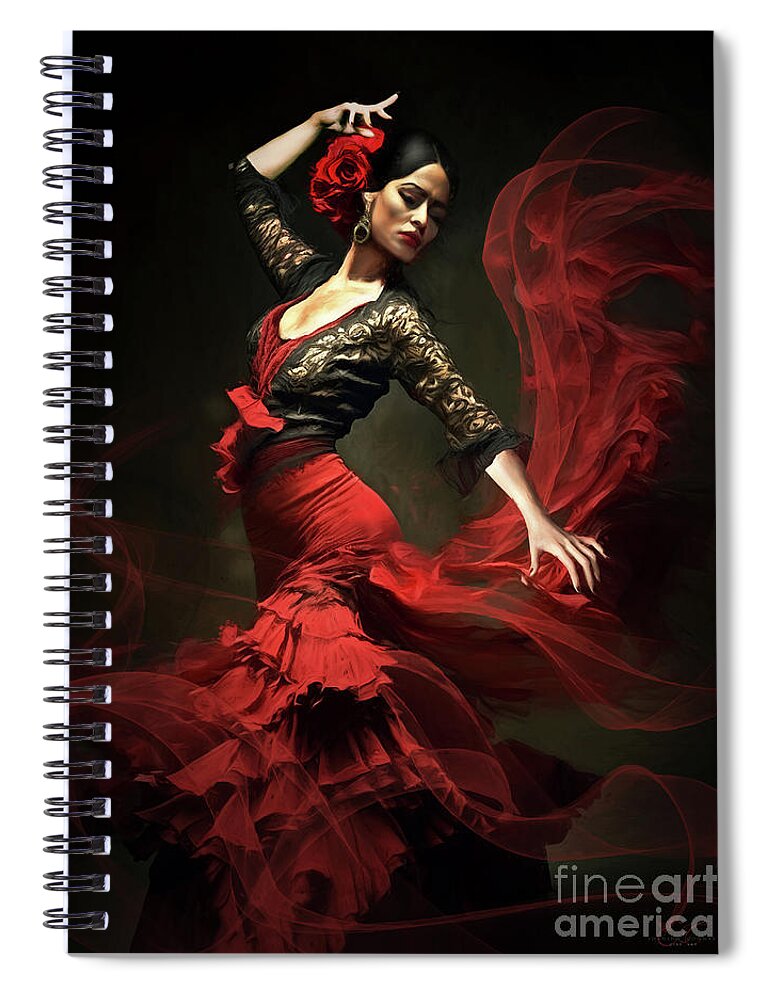 Lady Flamenco Spiral Notebook featuring the digital art Lady Flamenco by Shanina Conway
