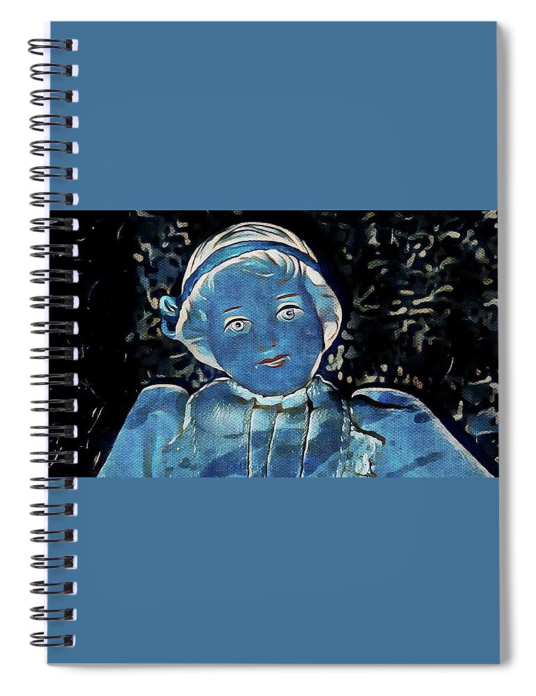 Antique Spiral Notebook featuring the mixed media Lady in Blue by Ally White