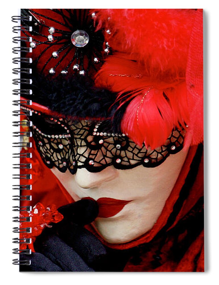 Paris Spiral Notebook featuring the photograph Lady in Red by Wilko van de Kamp Fine Photo Art