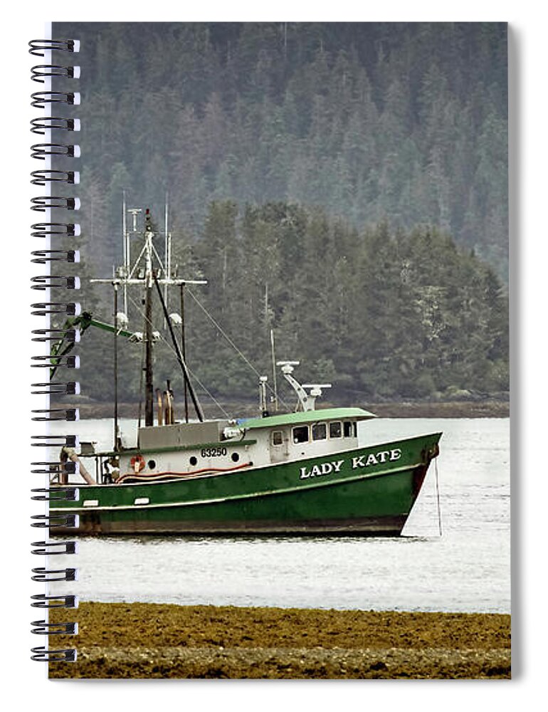 Alaska Spiral Notebook featuring the mixed media Lady Kate Fishing Trawler by Pheasant Run Gallery