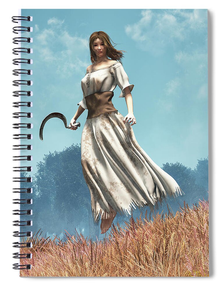 Lady Midday Spiral Notebook featuring the digital art Lady Midday by Daniel Eskridge