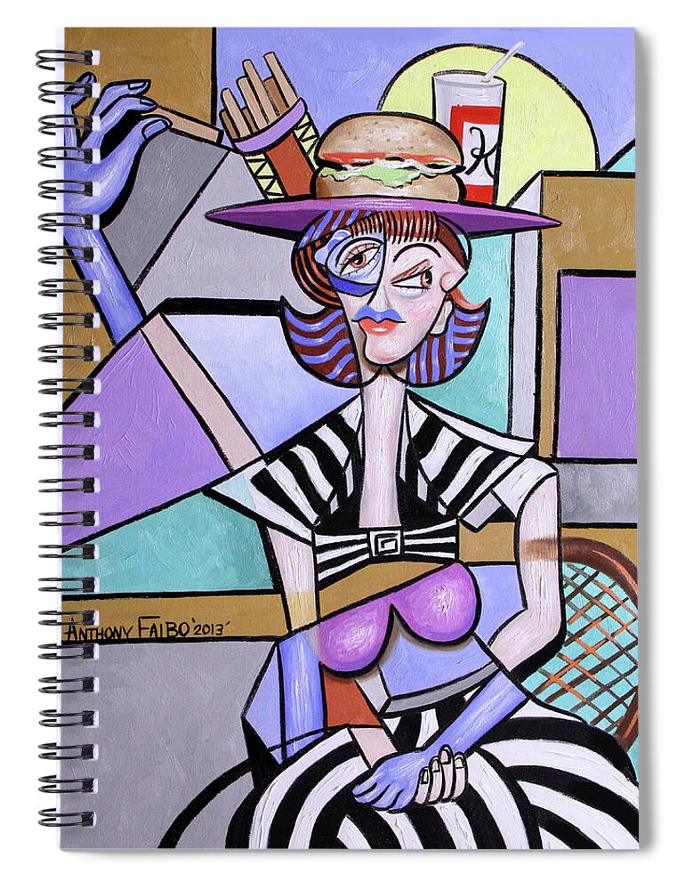 Lady With A Lunch Hat Spiral Notebook featuring the painting Lady With A Lunch Hat by Anthony Falbo