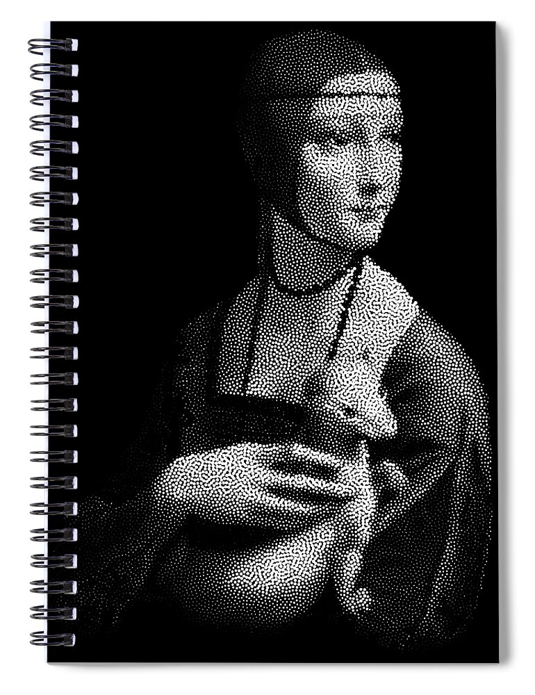 Pet Spiral Notebook featuring the digital art Lady with an Ermine by Cu Biz