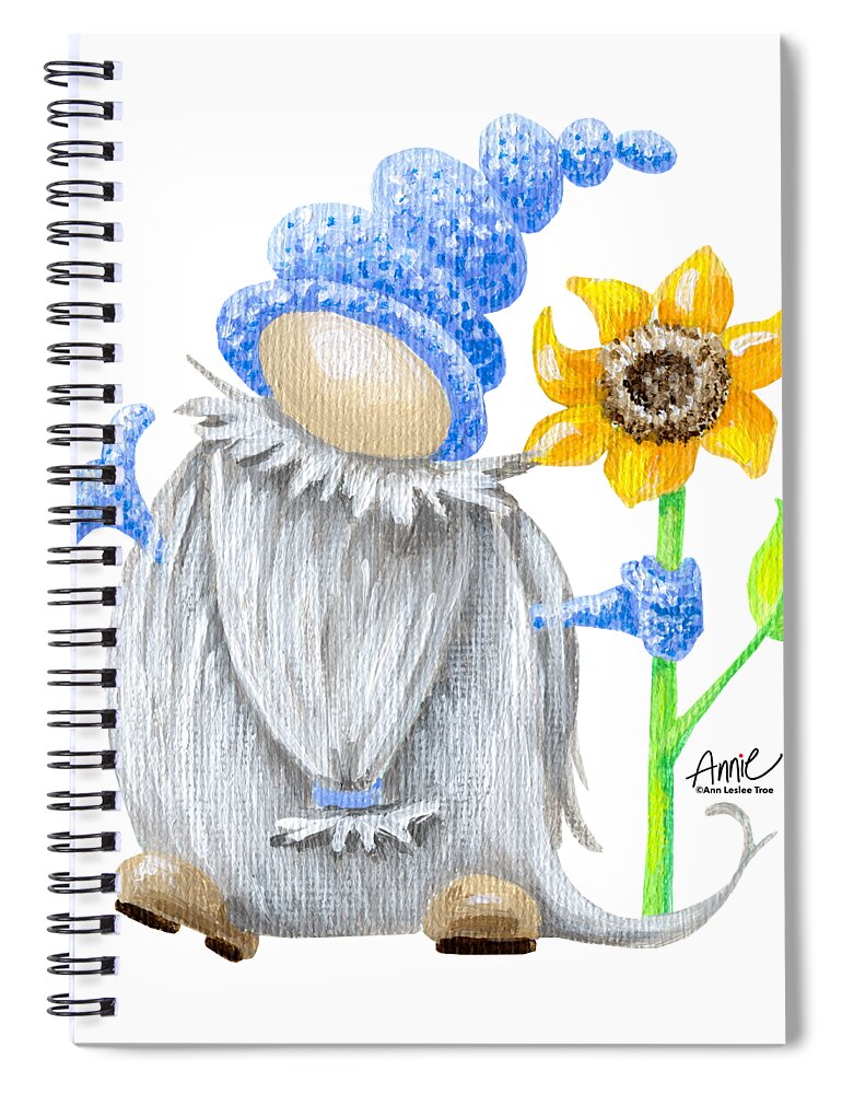 Gnome Spiral Notebook featuring the painting Laff Gnome by Annie Troe