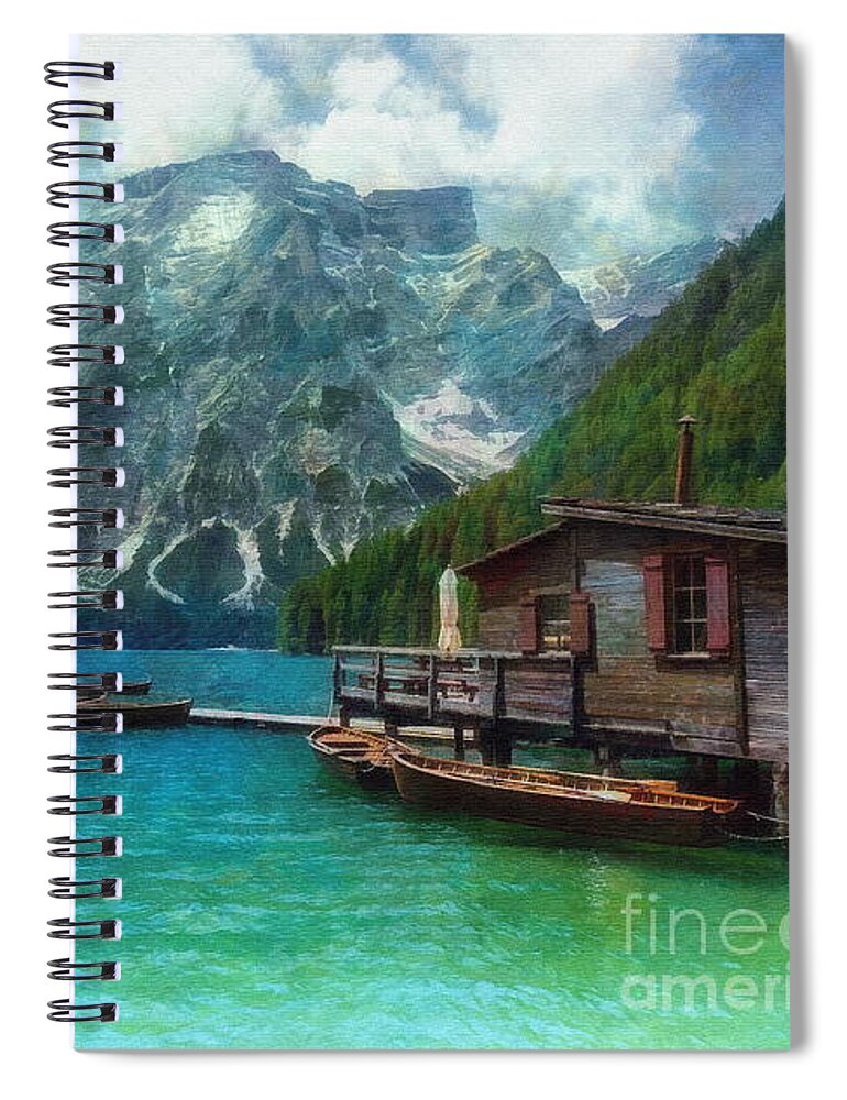 Lago Di Braies Spiral Notebook featuring the digital art Lago di Braies by Jerzy Czyz