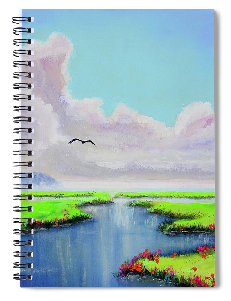 Water Spiral Notebook featuring the painting Lagoon by Mary Scott