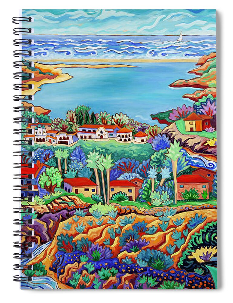 Lagoon Spiral Notebook featuring the painting Lagoon View by Cathy Carey