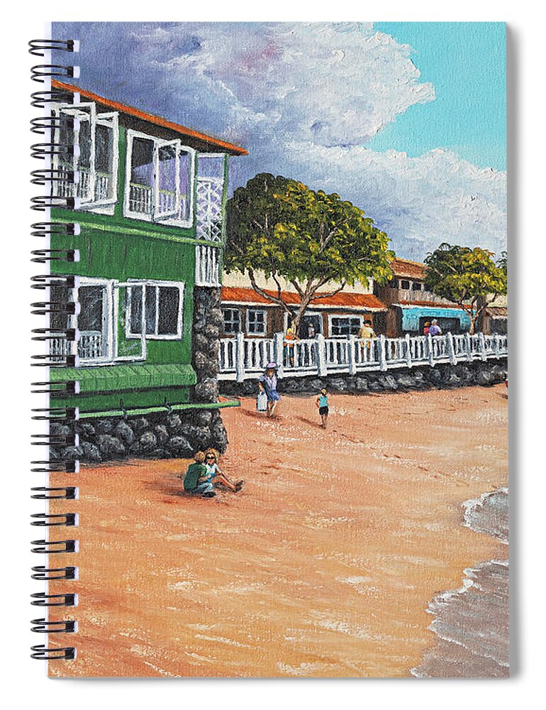 Lahaina Spiral Notebook featuring the painting Lahaina Seawall by Darice Machel McGuire