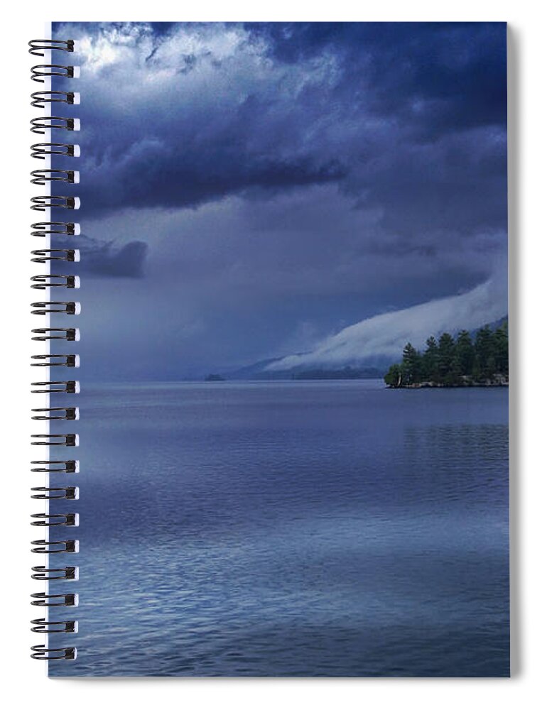 Storm Spiral Notebook featuring the photograph Lake and Storm Clouds by Russel Considine