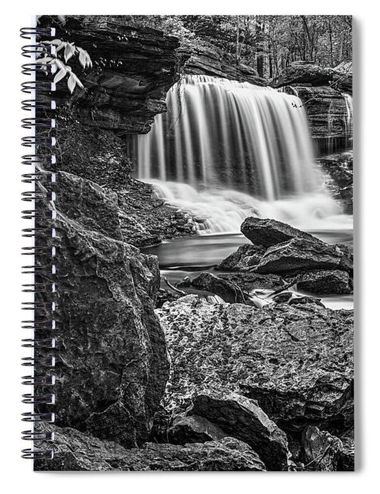 Bella Vista Spiral Notebook featuring the photograph Lake Ann Spillway Monochrome Falls - Bella Vista Arkansas by Gregory Ballos