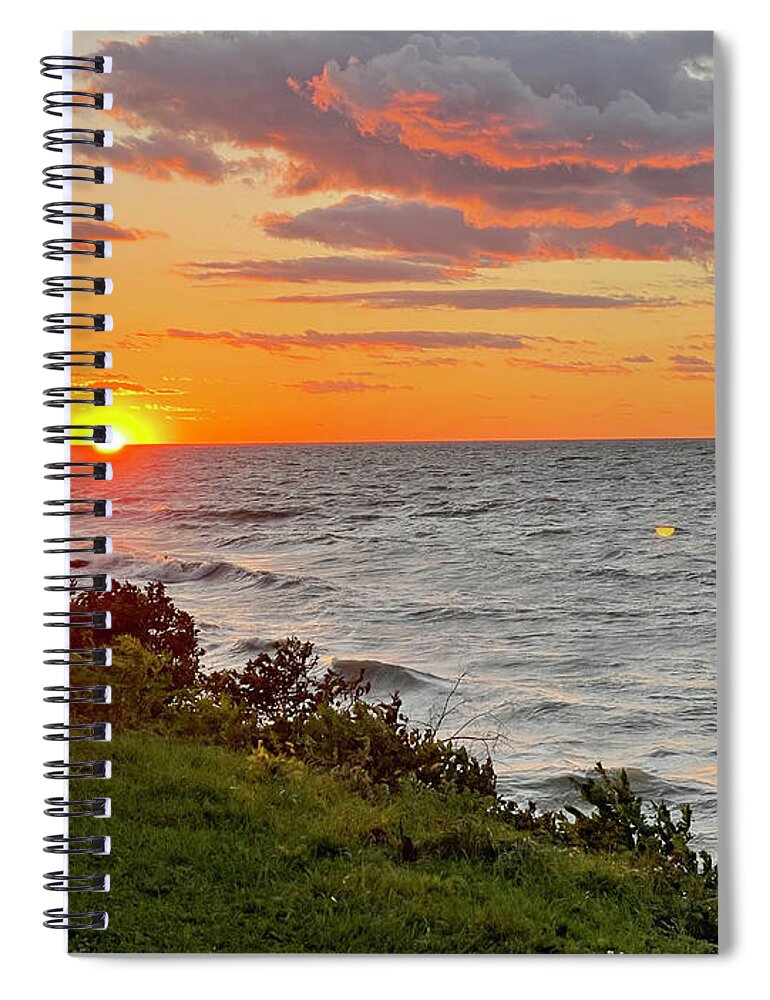 Sunset Spiral Notebook featuring the photograph Lake Erie Sunset - Lorain, OH by Terri Harper