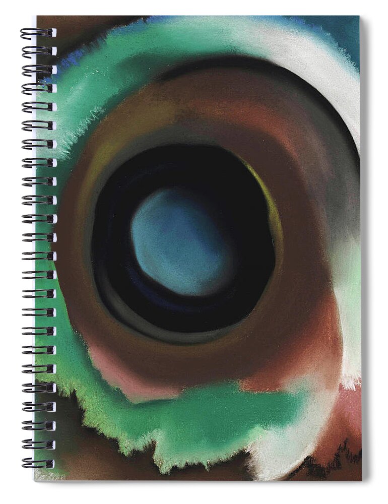Georgia O'keeffe Spiral Notebook featuring the painting Lake George in the woods - abstract modernist landscape aerial view by Georgia O'Keeffe