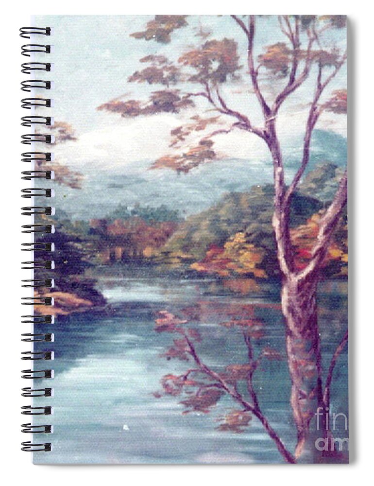 Water Spiral Notebook featuring the painting Mountain Lake in Autumn by Catherine Ludwig Donleycott