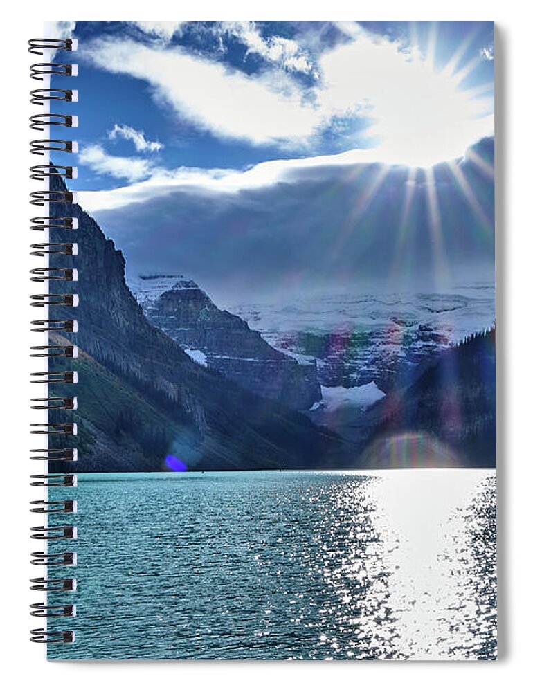 Lake Louise Spiral Notebook featuring the photograph Lake Louise in the sun by Carl Marceau