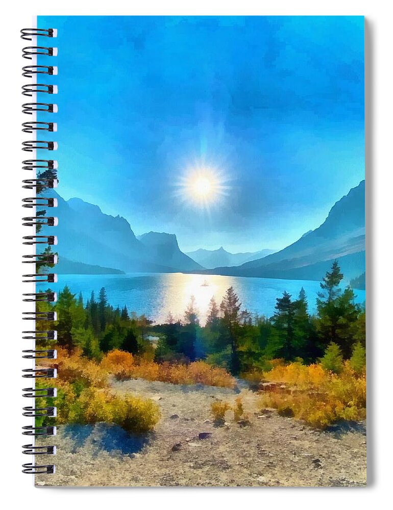 Lake Mcdonald Glacier Spiral Notebook featuring the painting Lake McDonald Glacier by Harry Warrick