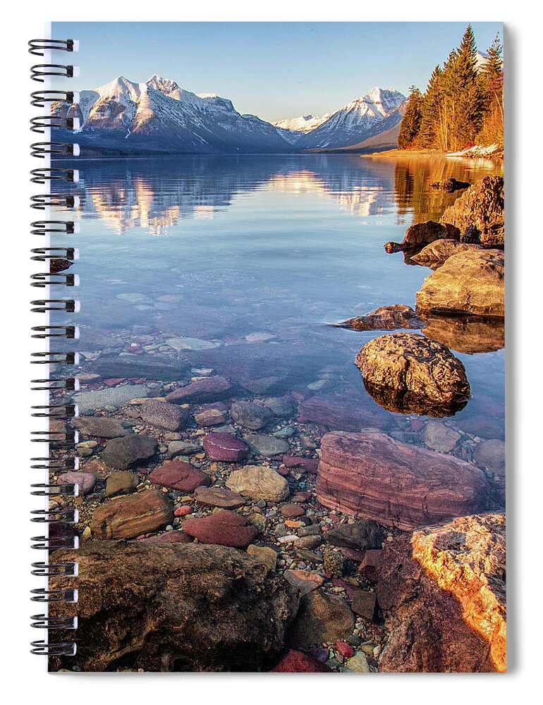 Glacier National Park Spiral Notebook featuring the photograph Lake McDonald with Colorful Rocks by Jack Bell