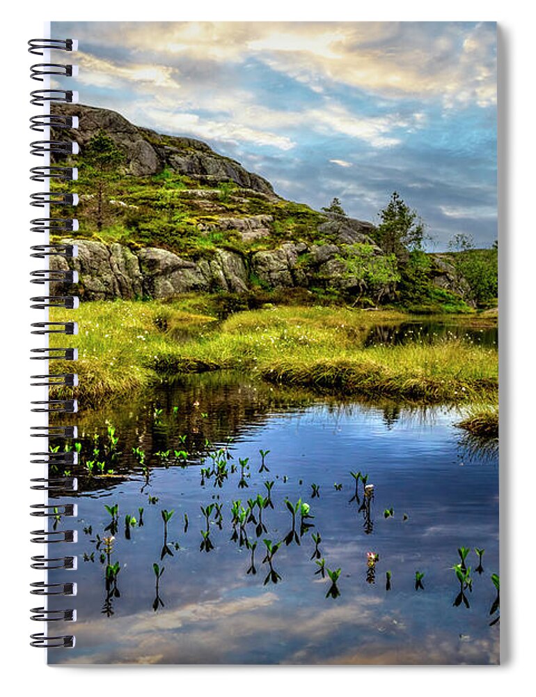 Clouds Spiral Notebook featuring the photograph Lake on the Trail to the Pulpit by Debra and Dave Vanderlaan