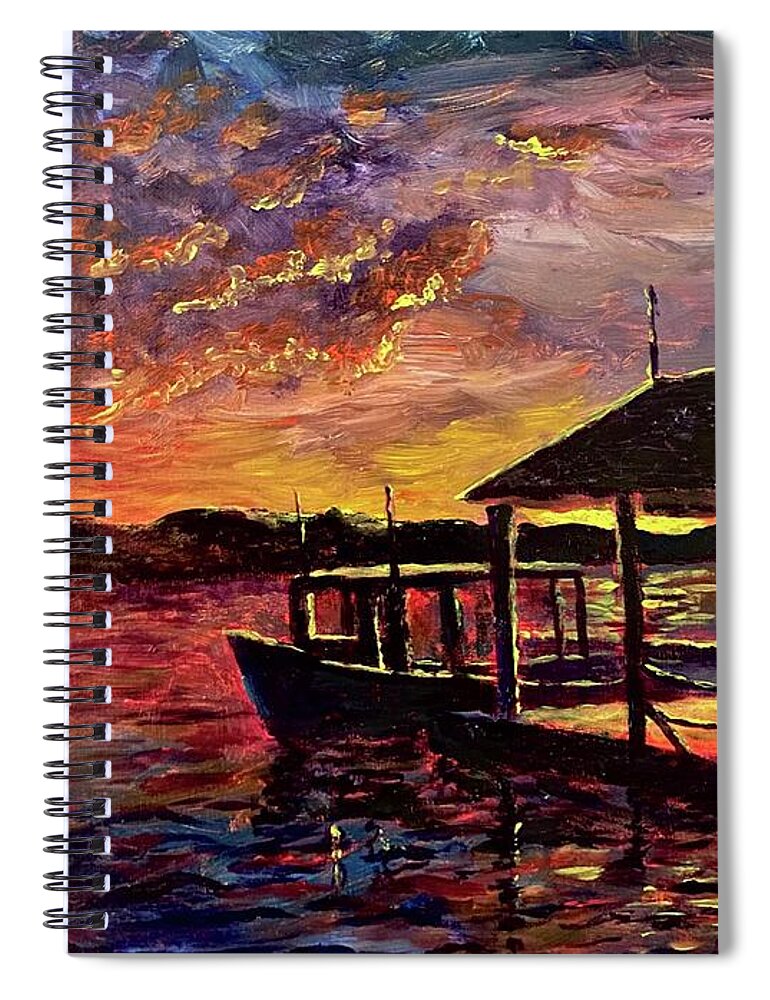 Sunset Spiral Notebook featuring the painting Lake Sumter Sunset by Larry Whitler