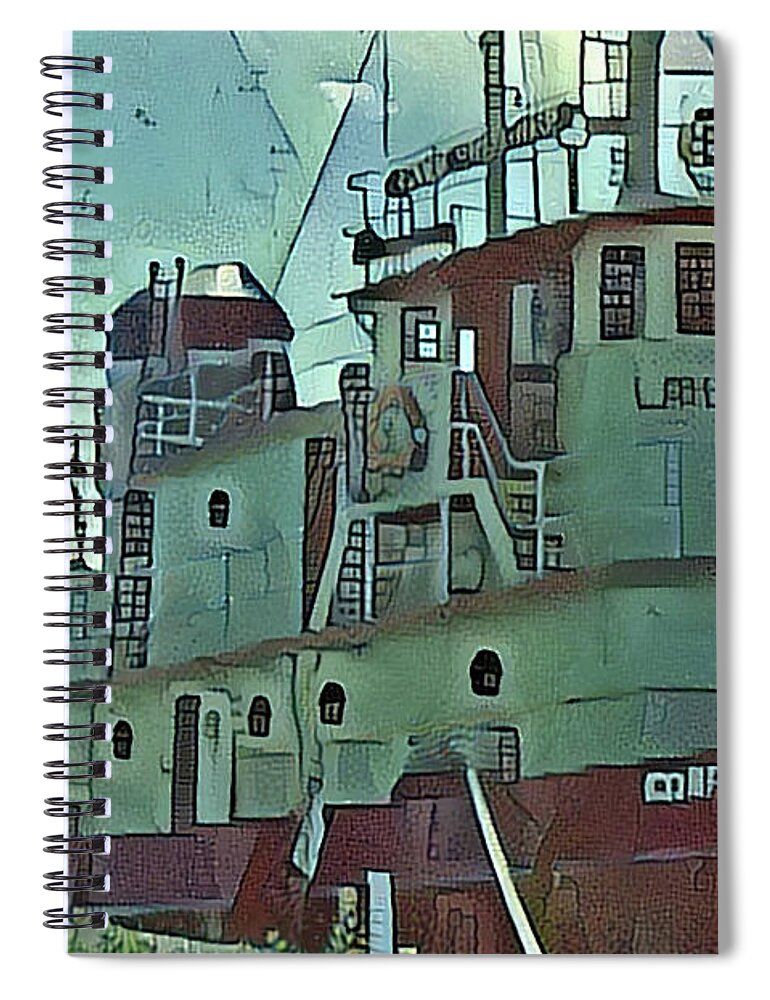 Lake Superior Tug Boat Spiral Notebook featuring the digital art Lake Superior Tug Boat CAC day 15 by Cathy Anderson