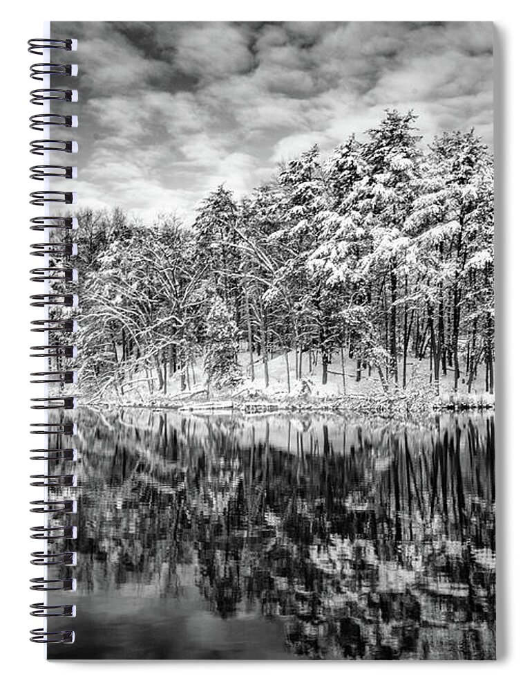Black And White Spiral Notebook featuring the photograph Lake Tighlman in Winter by Addison Likins