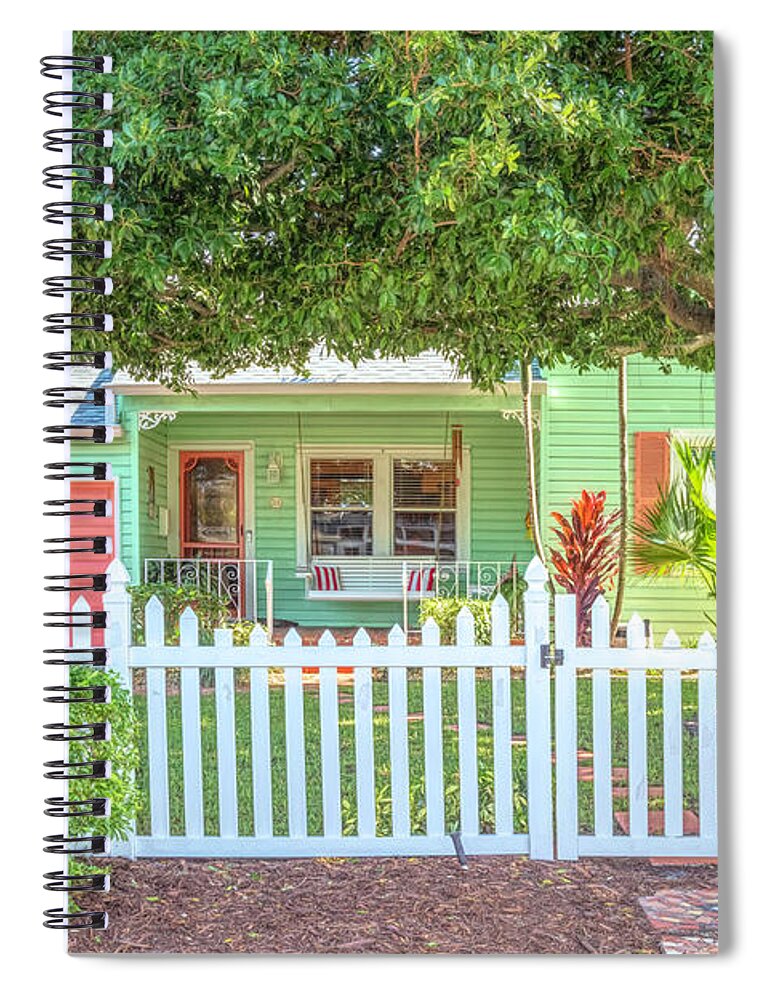 Fence Spiral Notebook featuring the photograph Lake Worth Beach Home and Cottage Tour 514 North Palmway by Debra and Dave Vanderlaan