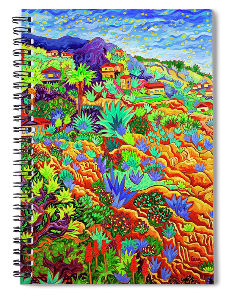 Ocean Spiral Notebook featuring the painting Land of a Thousand Golden Suns by Cathy Carey