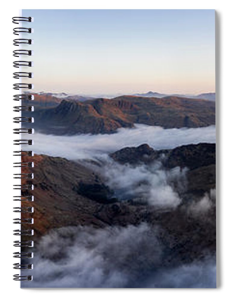 Panorama Spiral Notebook featuring the photograph Langdale Cloud Inversion Lake District 1 by Sonny Ryse