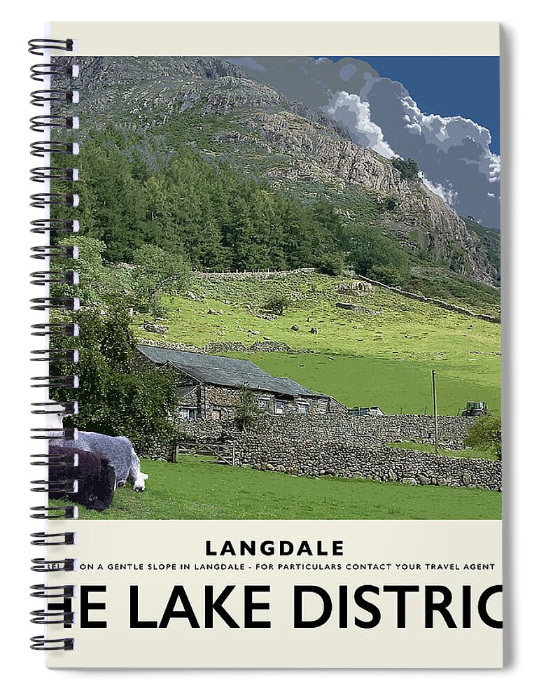 Langdale Spiral Notebook featuring the photograph Langdale Sheep Cream Railway Poster by Brian Watt