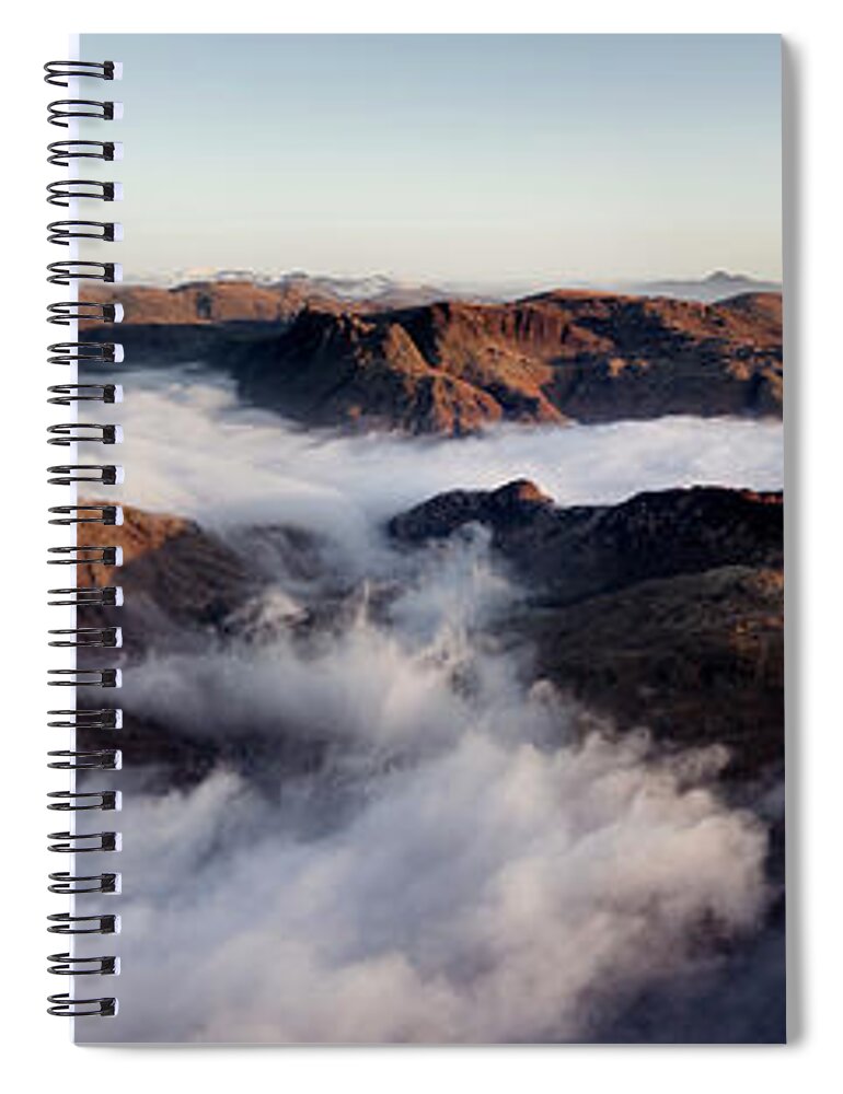 Panorama Spiral Notebook featuring the photograph Langdale Valley Aerial Cloud Inversion Lake District by Sonny Ryse