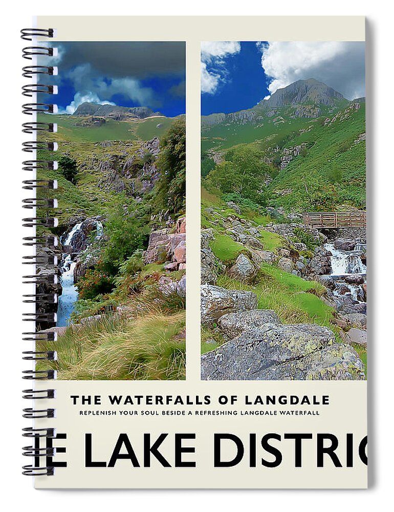Langdale Spiral Notebook featuring the photograph Langdale Waterfalls Cream Railway Poster by Brian Watt