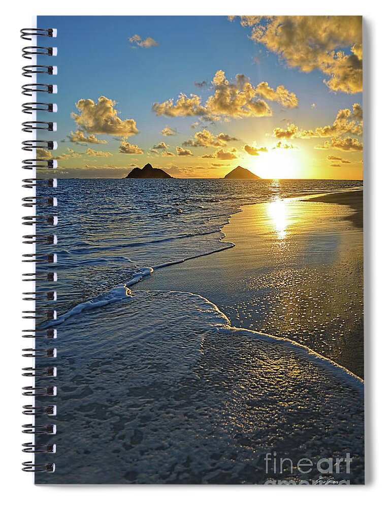 Lanikai Beach Spiral Notebook featuring the photograph Lanikai Beach Sunrise Foamy Waves by Aloha Art