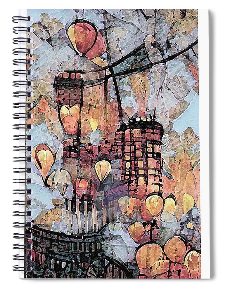 Digital Wombo Art Spiral Notebook featuring the digital art Lantern Balloons by Deb Nakano