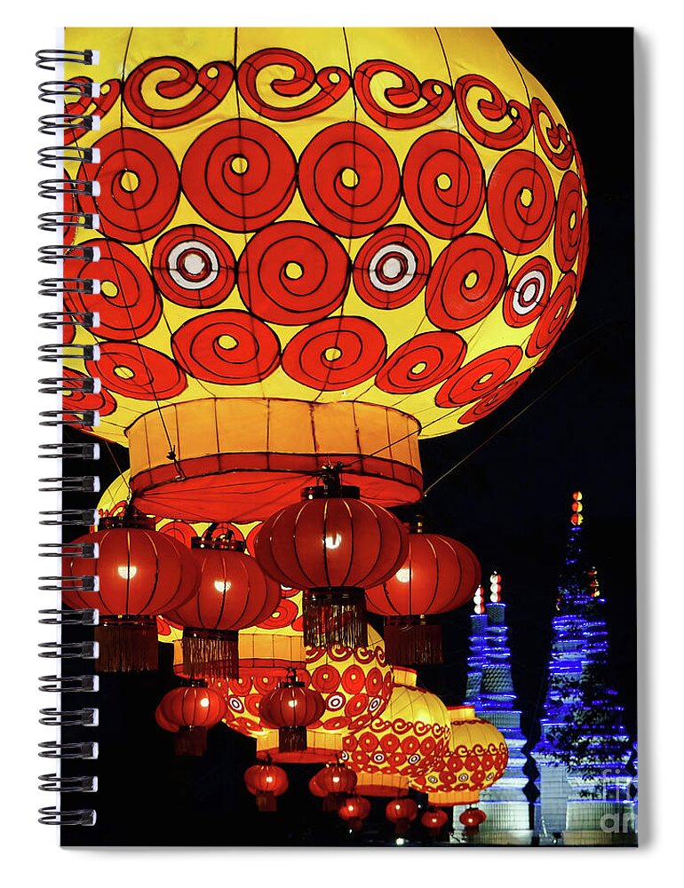 Night Spiral Notebook featuring the photograph Lantern Festival by Tom Watkins PVminer pixs