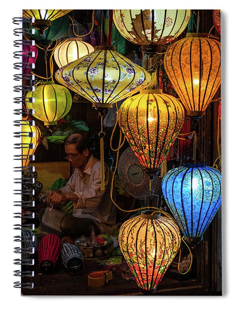 Ancient Spiral Notebook featuring the photograph Lantern Maker by Arj Munoz