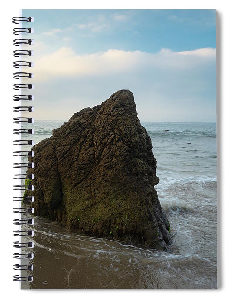 Beach Spiral Notebook featuring the photograph Large Rock on the Shoreline by Matthew DeGrushe