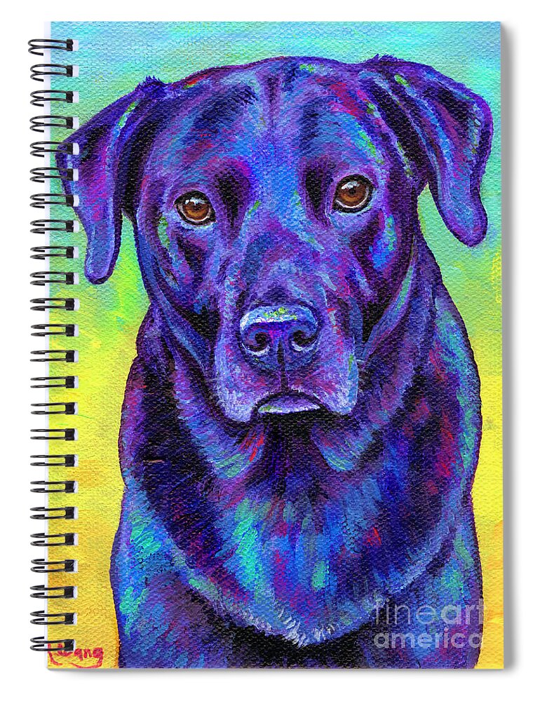 Labrador Retriever Spiral Notebook featuring the painting Larry the Labrador by Rebecca Wang