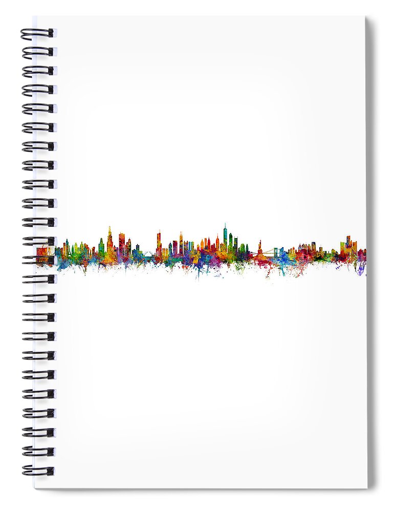 Las Vegas Spiral Notebook featuring the digital art Las Vegas, Chicago, New York and Detroit Skylines Mashup by Michael Tompsett