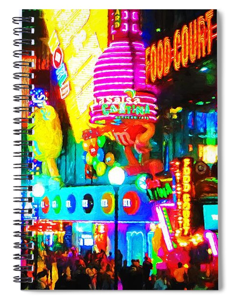 Vegas Spiral Notebook featuring the mixed media Las Vegas Strip at night by Tatiana Travelways