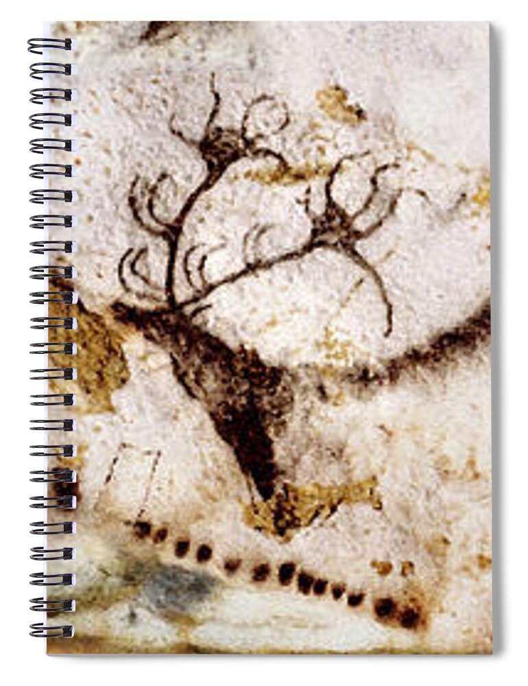 Lascaux Spiral Notebook featuring the digital art Lascaux Cows Horses and Deer by Weston Westmoreland