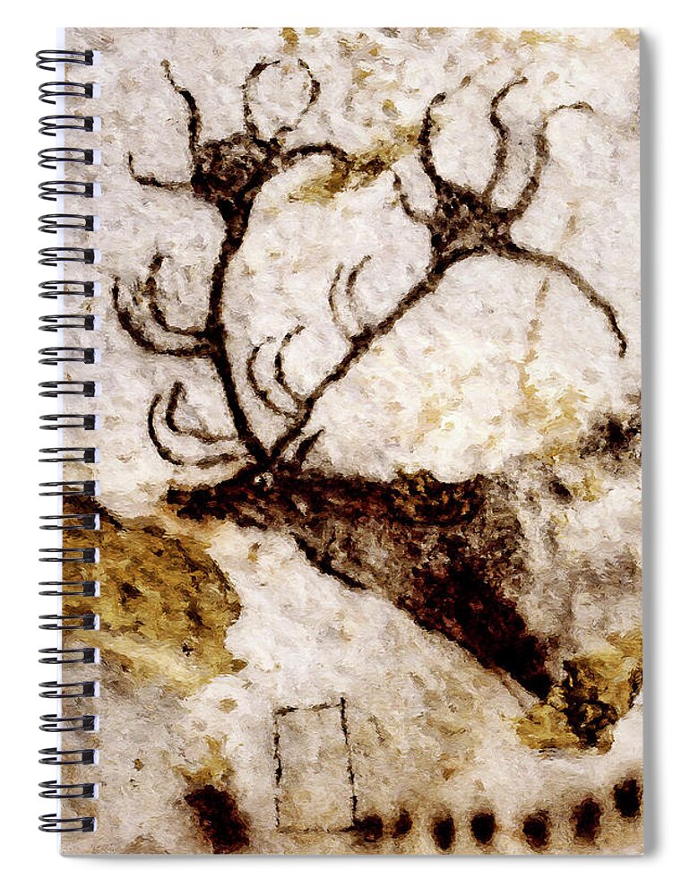 Lascaux Prehistoric Megaceros Spiral Notebook featuring the digital art Lascaux Megaceros Deer 3 by Weston Westmoreland