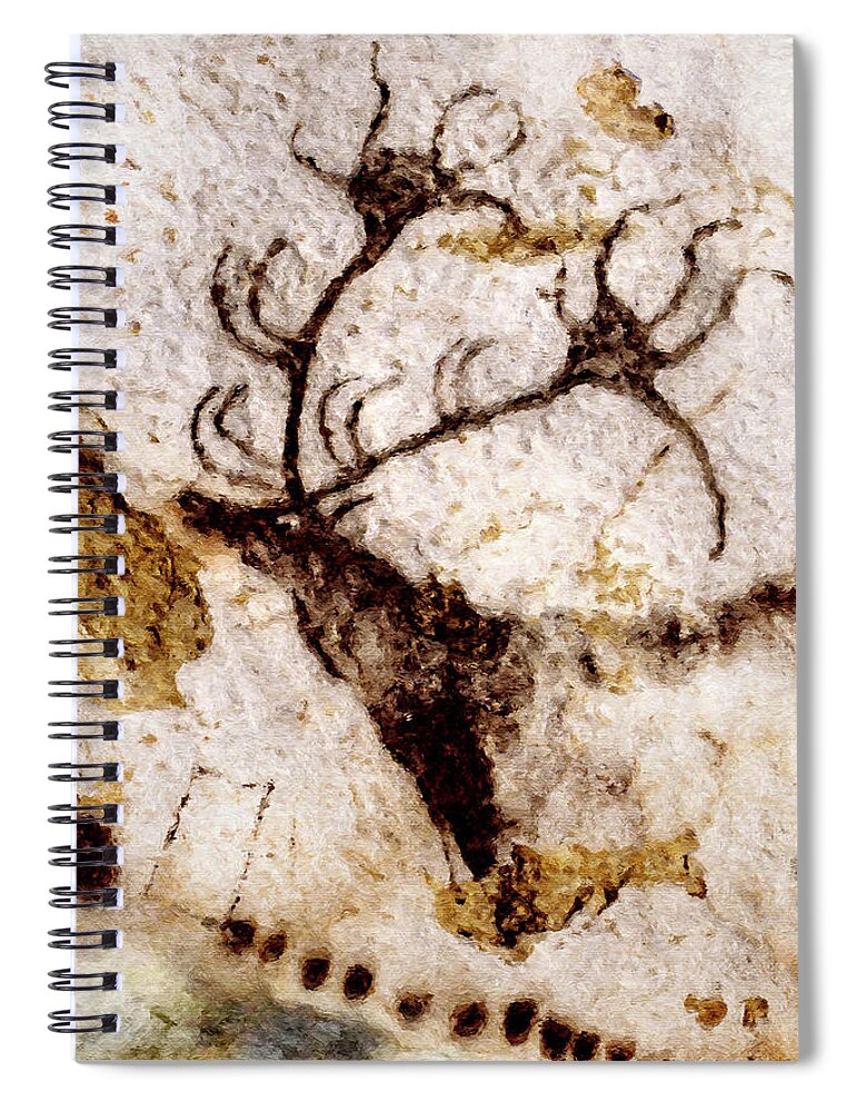 Lascaux Prehistoric Megaceros Spiral Notebook featuring the photograph Lascaux Megaceros Deer 5 by Weston Westmoreland