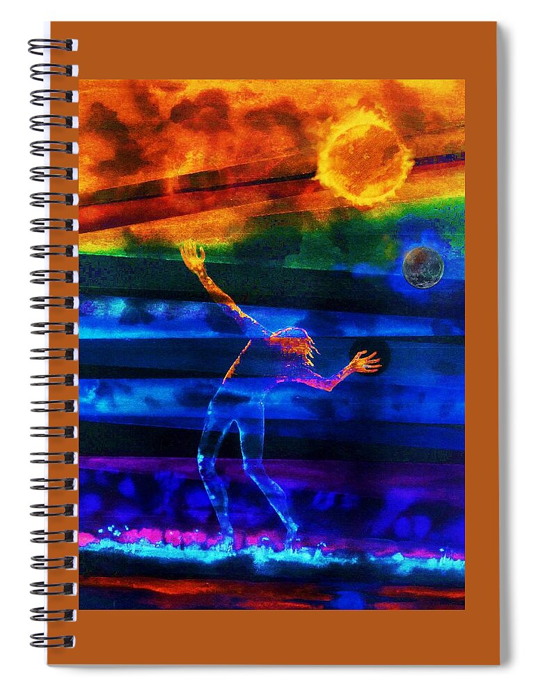 Sun Spiral Notebook featuring the mixed media LAST DAYS of EARTH by Hartmut Jager