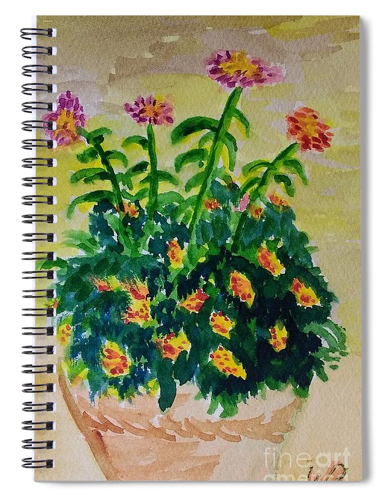 Flowers Spiral Notebook featuring the painting Late Blossoms by Walt Brodis