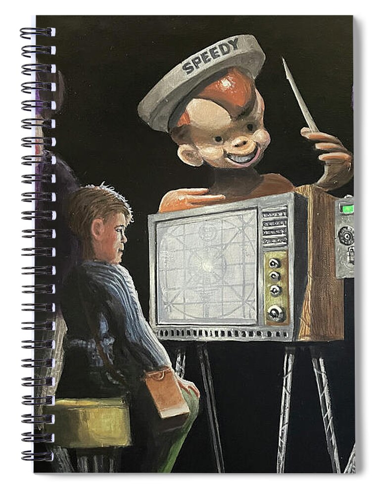 Sock Monkies Spiral Notebook featuring the painting Late Nite by Peter Bartczak
