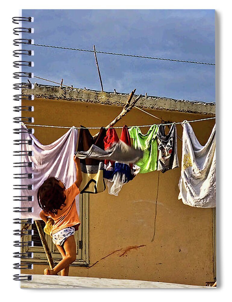 Laundry Spiral Notebook featuring the photograph Laundry Day in Cozumel Mexico by Tatiana Travelways
