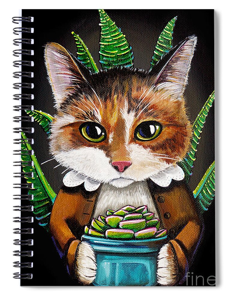 Cat Spiral Notebook featuring the painting Laura - Cat by Cindy Thornton