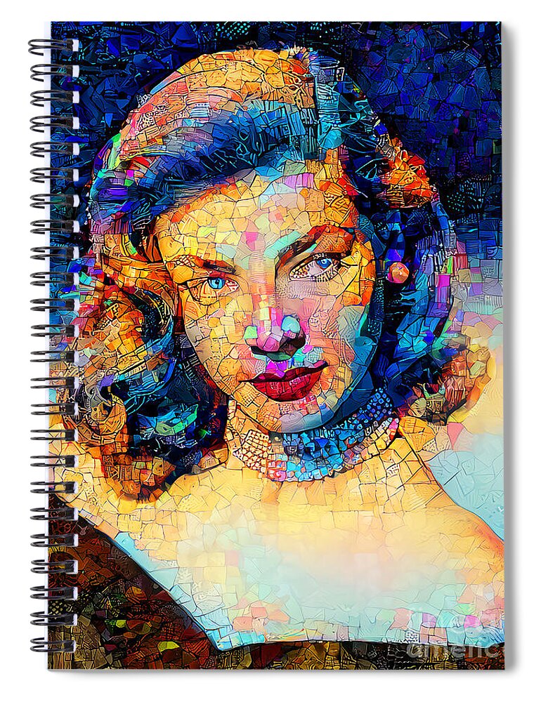 Wingsdomain Spiral Notebook featuring the photograph Lauren Bacall in Contemporary Modern Art 20211205 by Wingsdomain Art and Photography