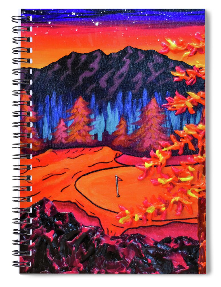 Golf Spiral Notebook featuring the painting Lava on Hole 9 by Ashley Wright
