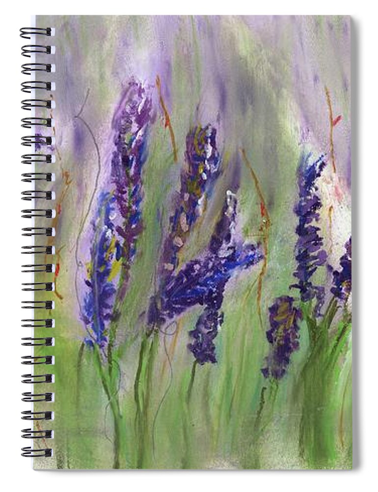Lavender Spiral Notebook featuring the pastel Lavender Fields by Diane Maley