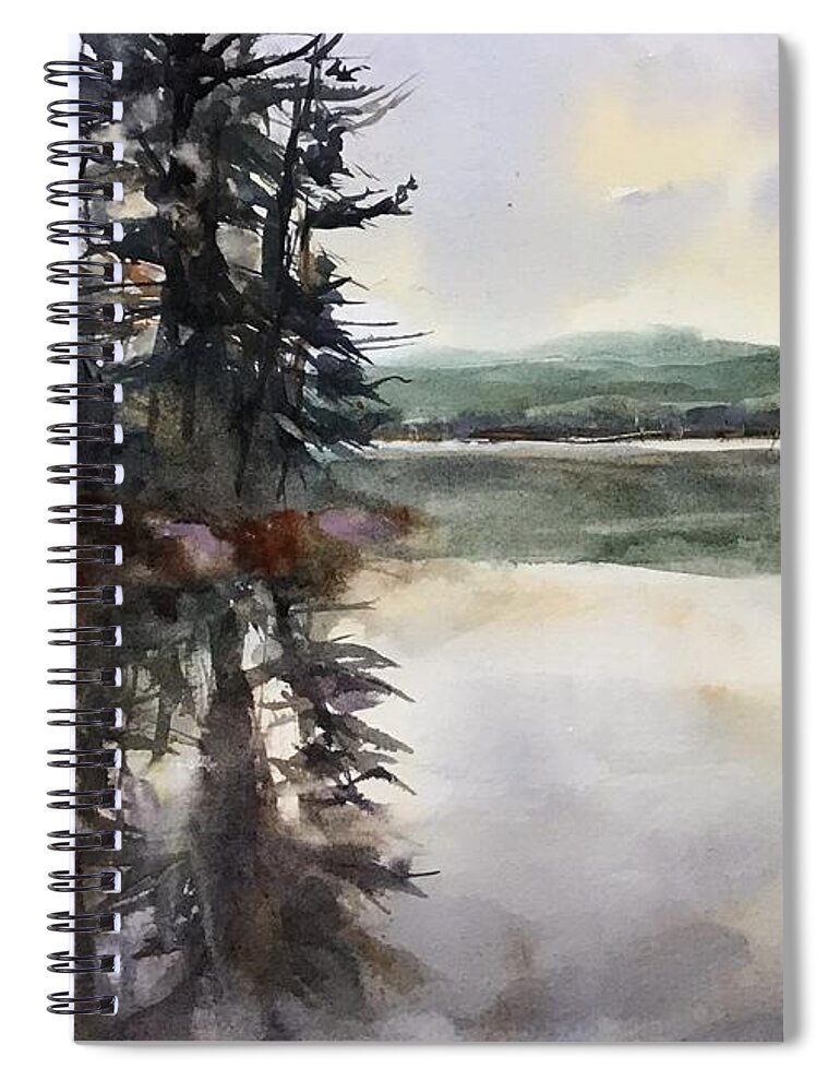 Landscape Spiral Notebook featuring the painting Lavender Sky by Judith Levins